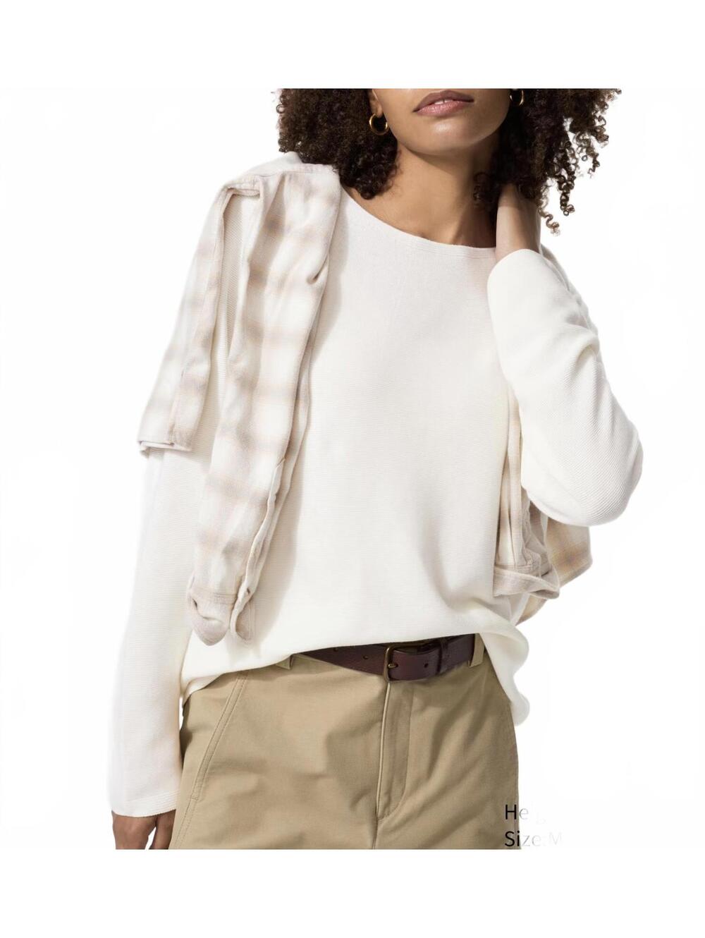 Uniqlo 100% Cotton 3D Knit Cotton Sweater Off White NWT Medium